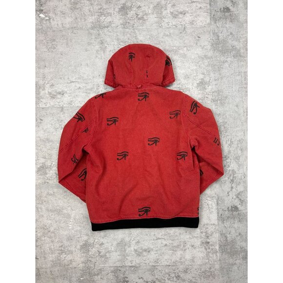 Supreme Eye of Horus Red Denim Work Streetwear Hype Hoodie Jacket - Picture 3 of 6
